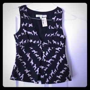 NWT Trina Truck silk dog print blouse